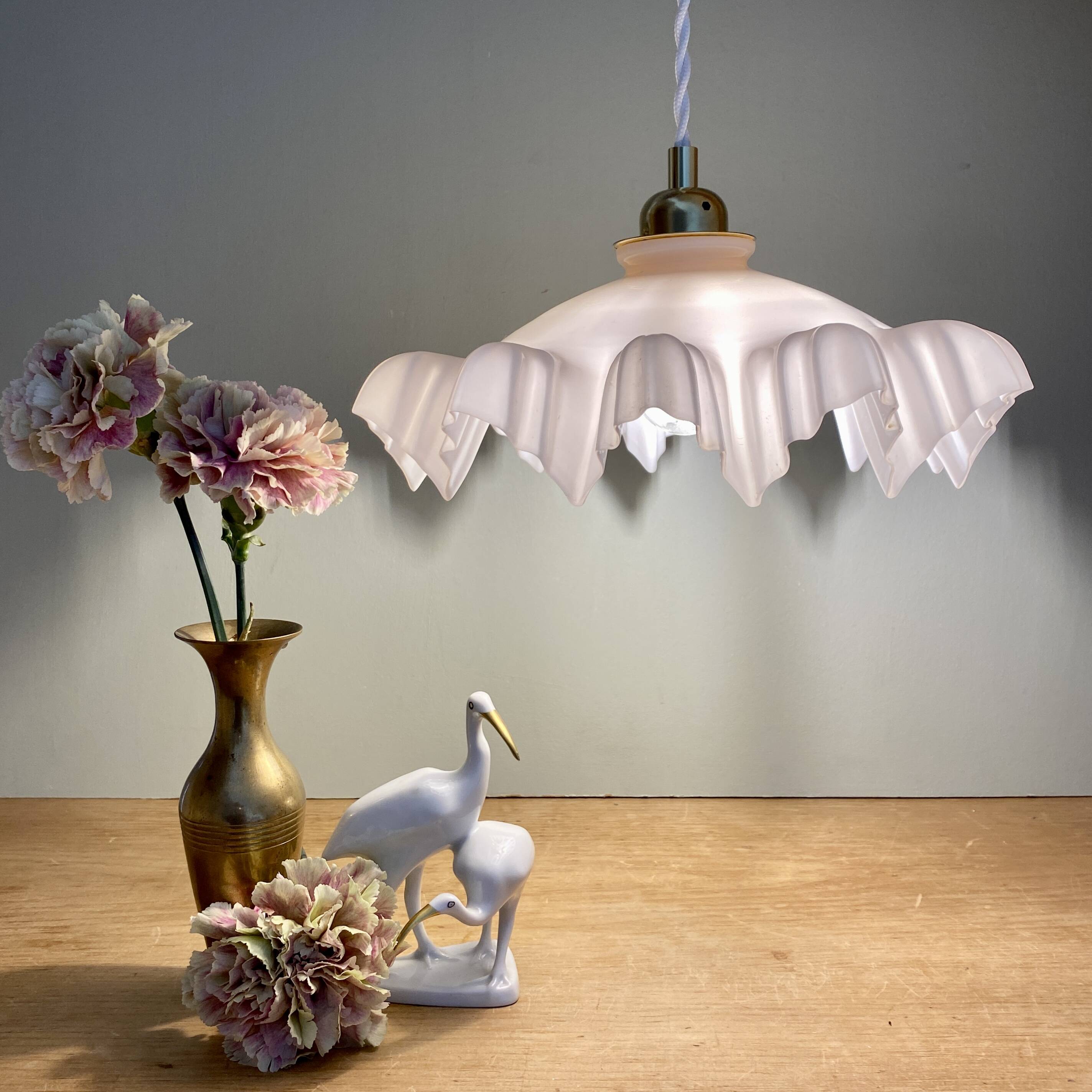 Vintage pink opaline lampshade pendant light