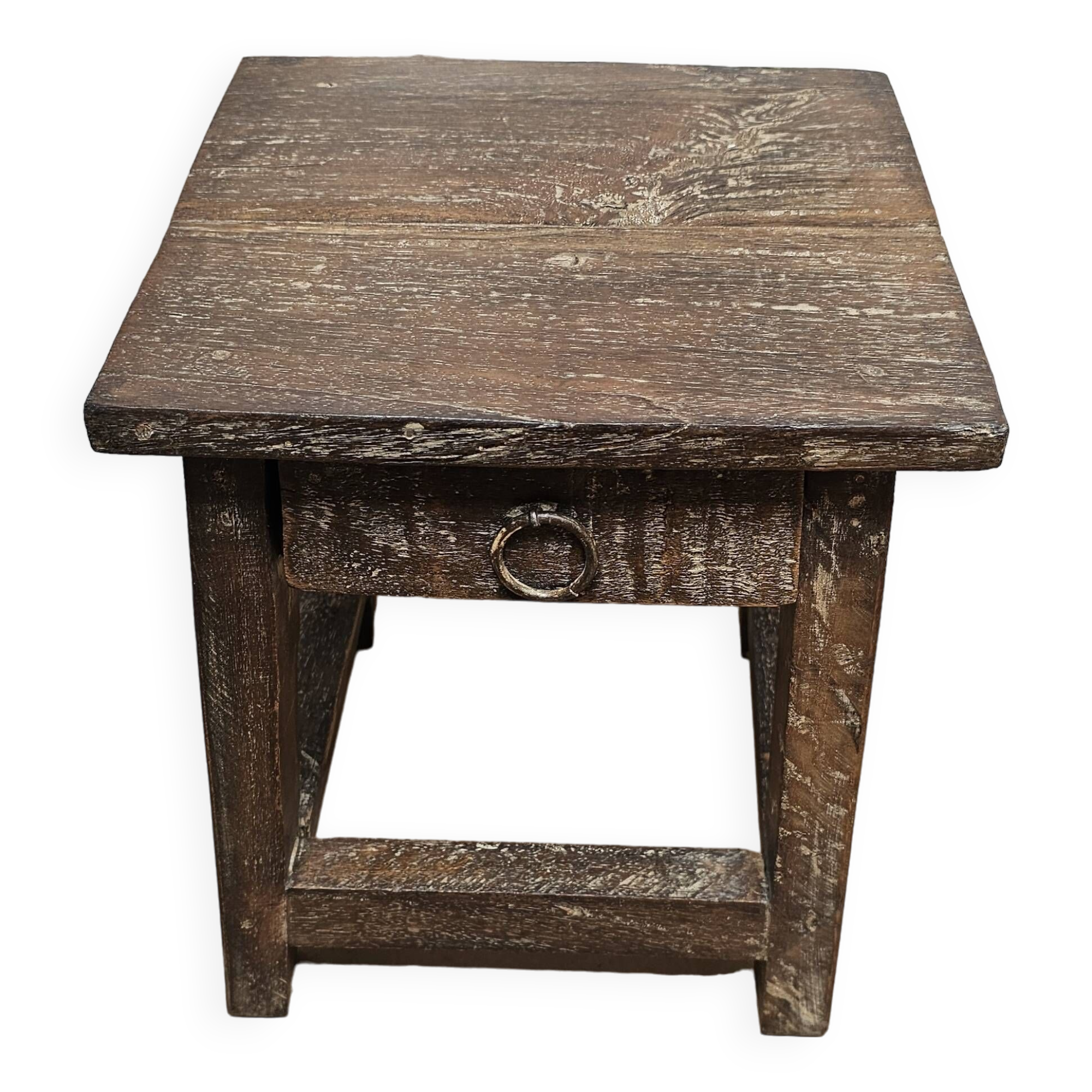 Small teak stool with 1 drawer