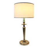 Neo-classical brass lamp, cotton shade
