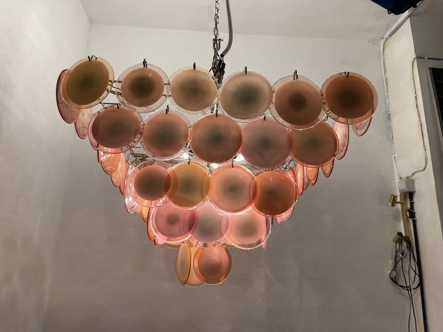 Large Murano Glass Disc Chandelier 1980’s