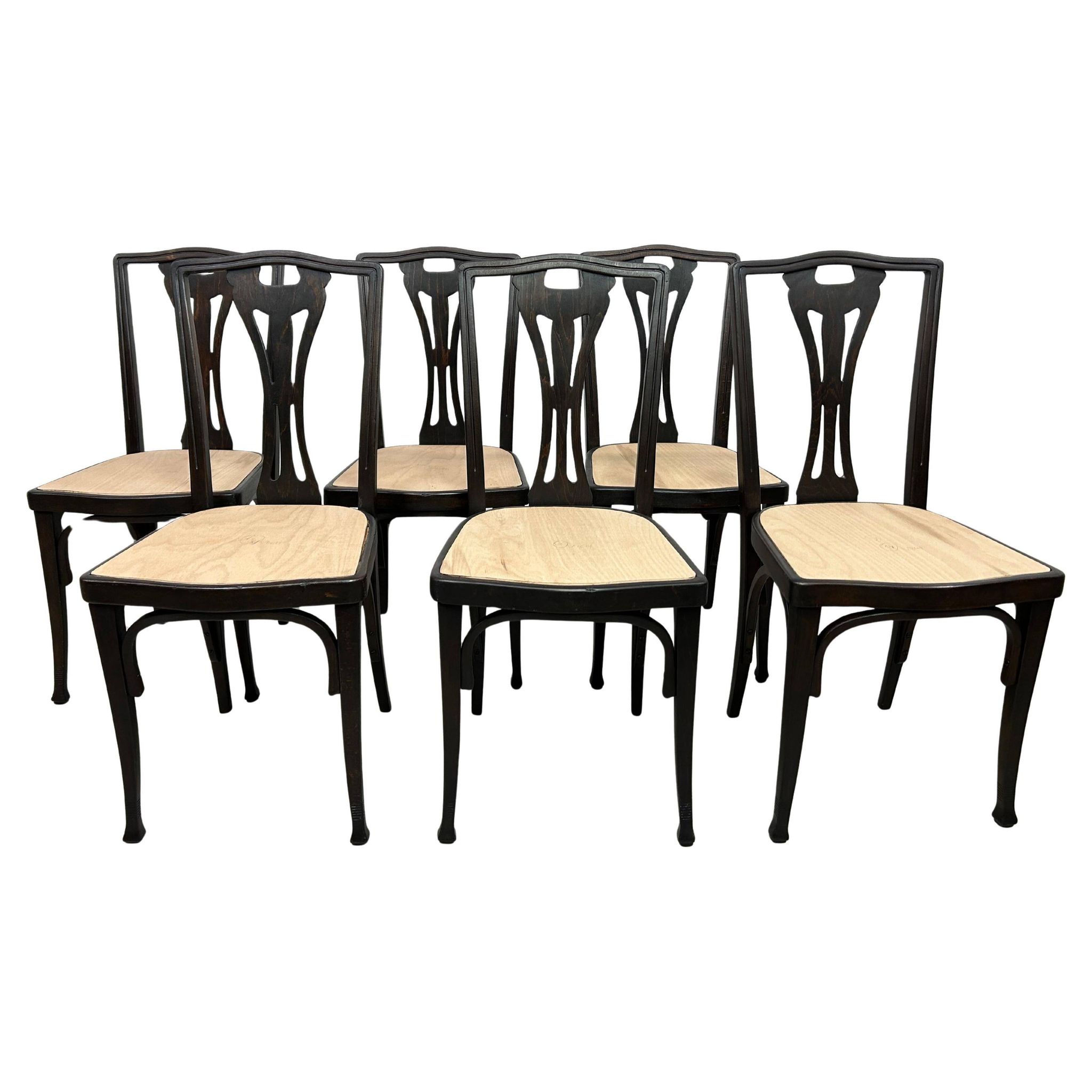 Set of 6 dining chairs no.319 by J&J Kohn