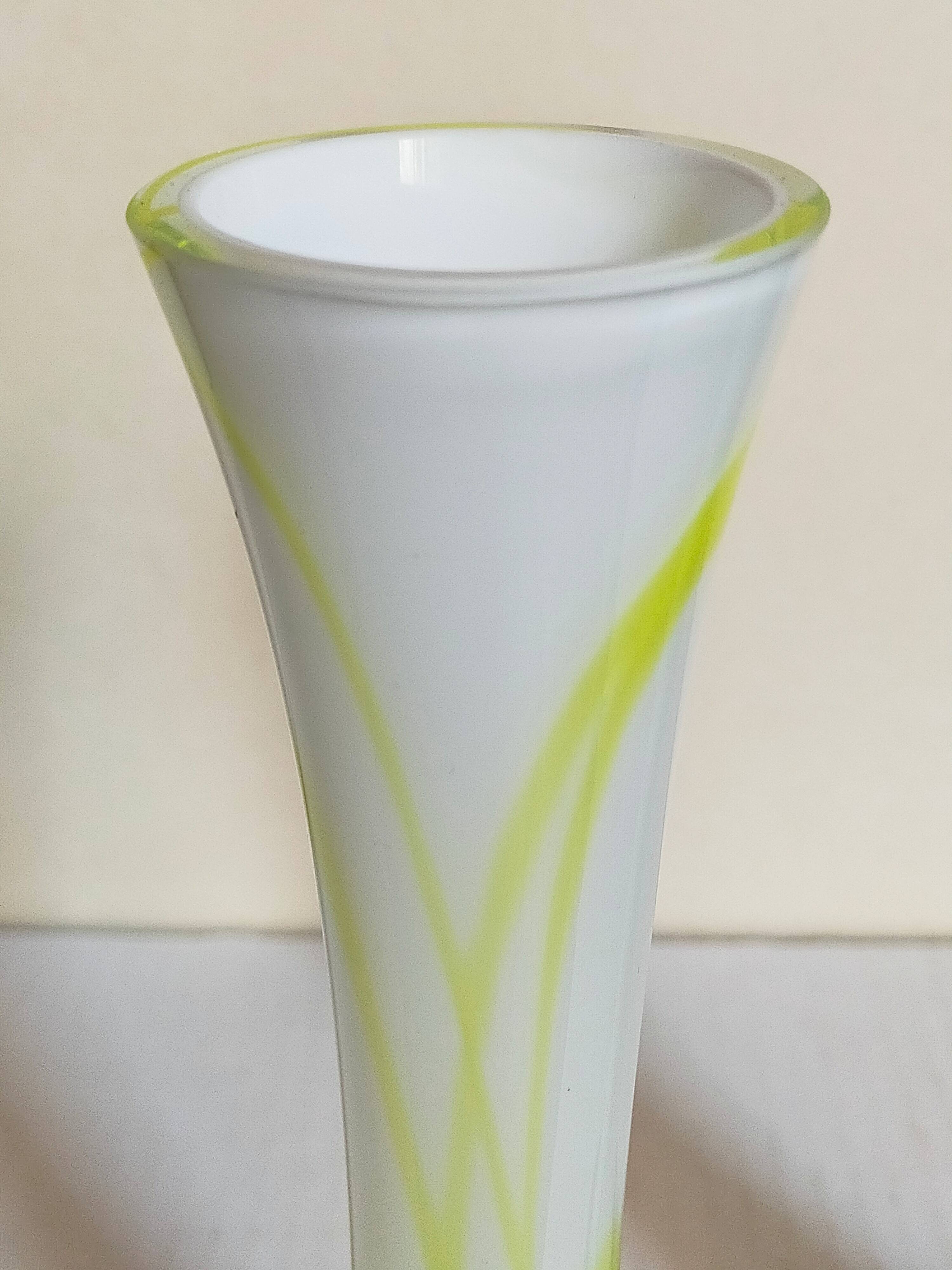 Duo of makora blown glass soliflores (krosno, poland) 1970s