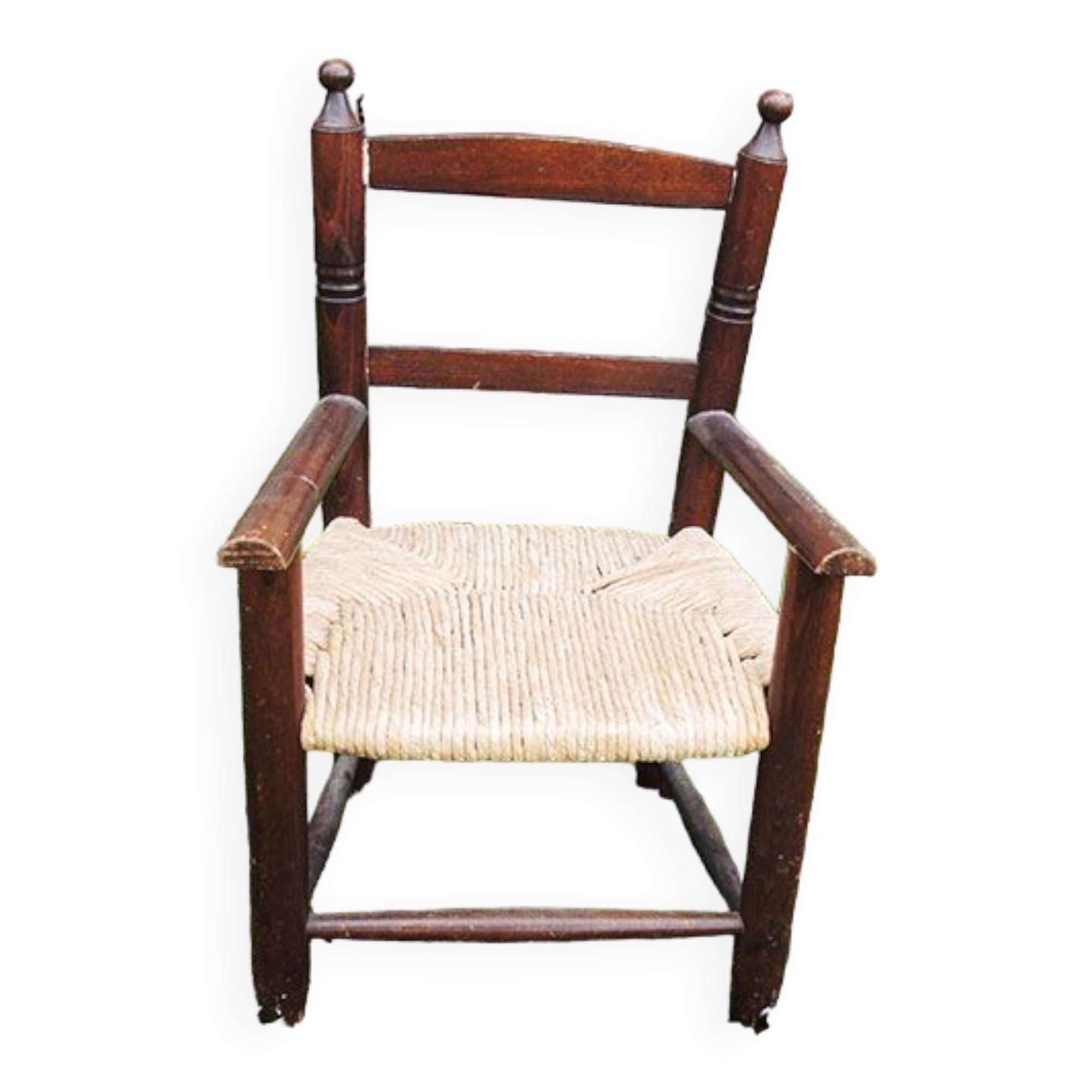 Old armchair for children wood & straw
