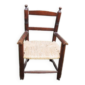 Old armchair for children wood & straw