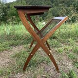 Magazine rack with wooden and gilded brass tablet
