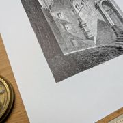 Hôtel-Dieu, Dole, Jura, vintage engraving, printed in 1950.