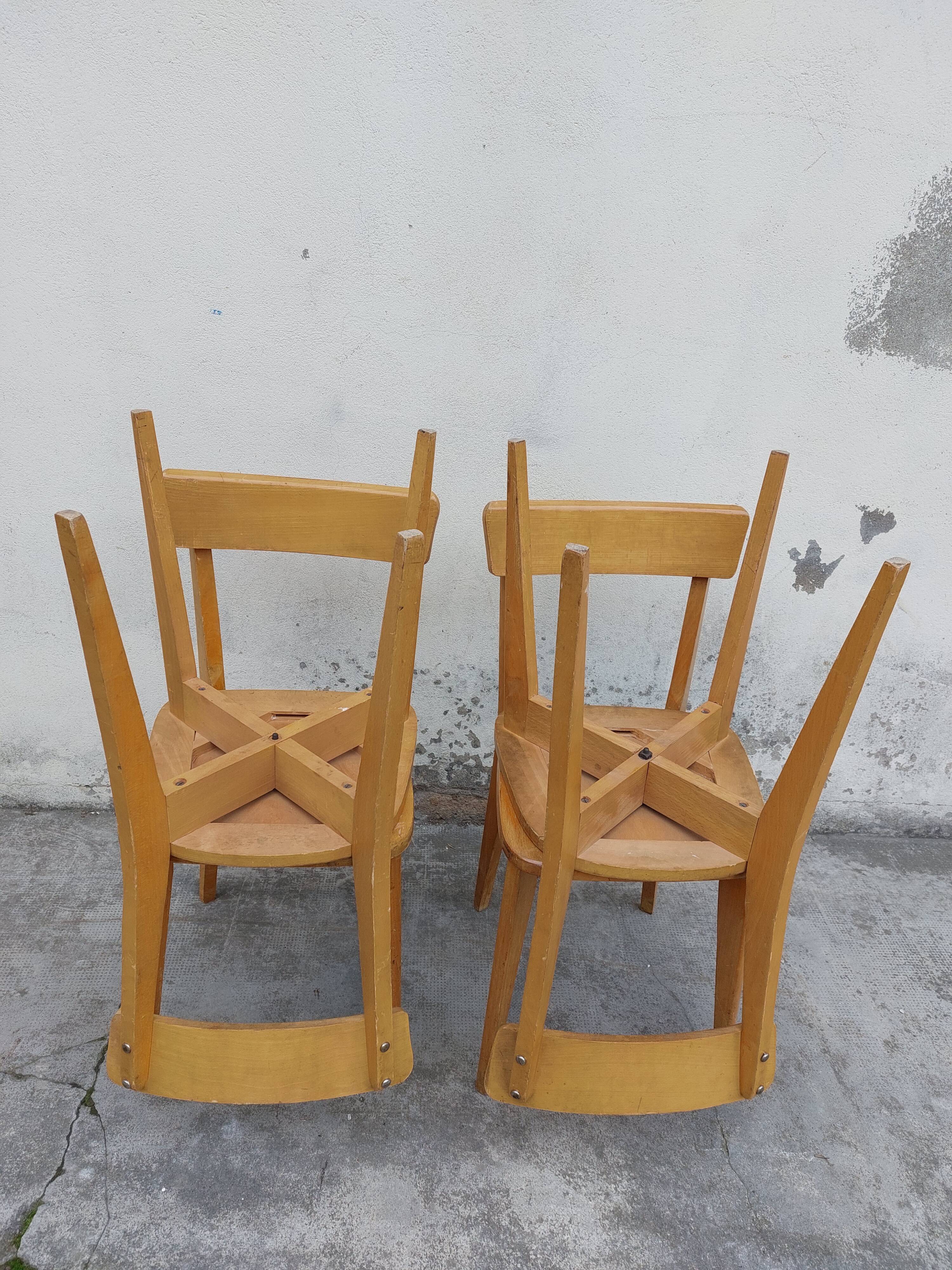 Série de 4 chaises de bistrot année 50