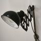1930s Bauhaus Industrial Scissor Arm Wall Lamp, Black Enamel, Czechoslovakia