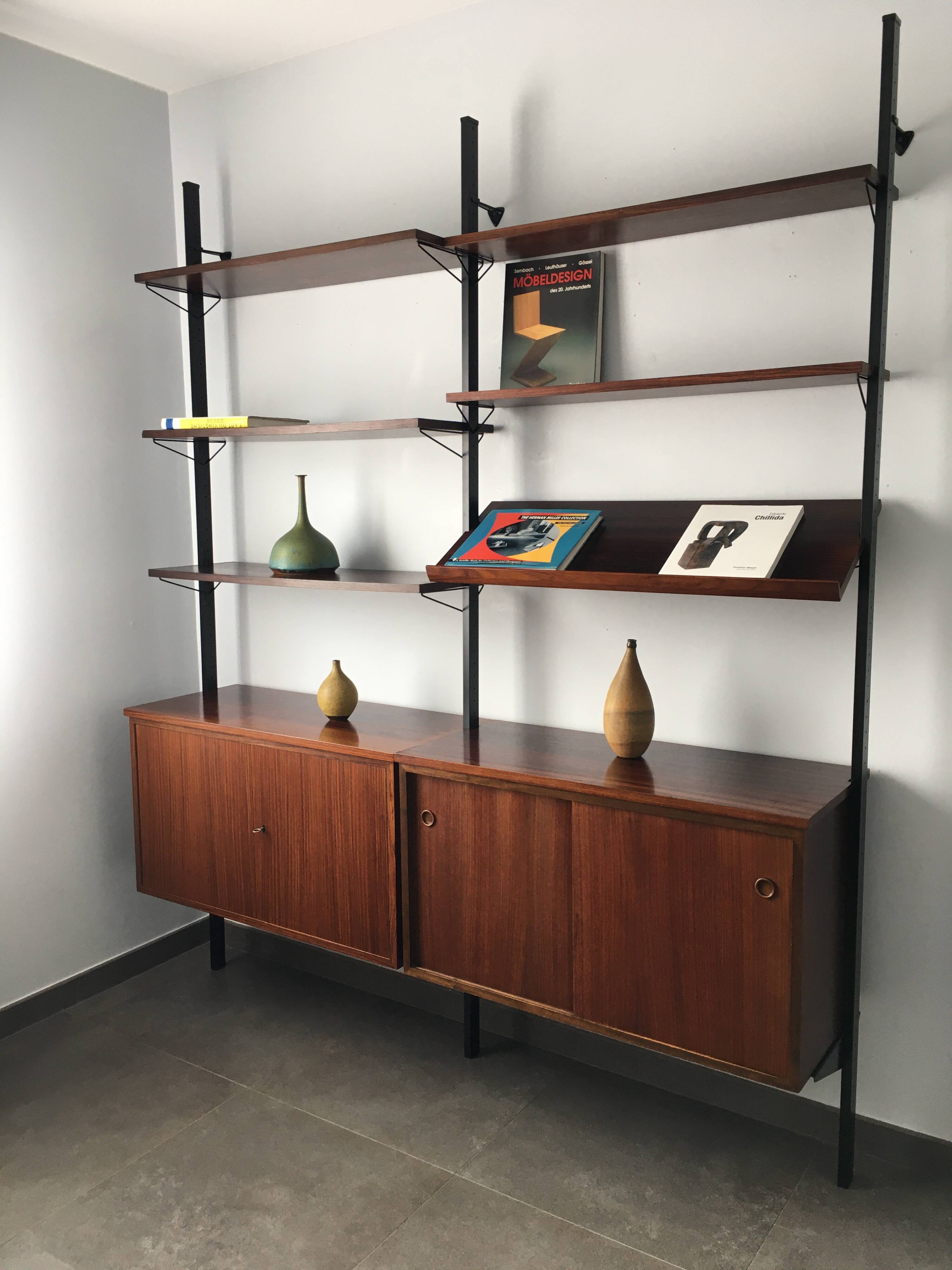 Scandinavian rosewood modular bookcase Pira Mobel system year 60