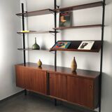 Scandinavian rosewood modular bookcase Pira Mobel system year 60
