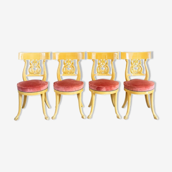 Set of 4 chairs, Italy, Gilded wood, Circa 1950