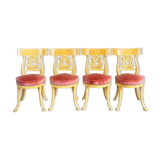 Set of 4 chairs, Italy, Gilded wood, Circa 1950