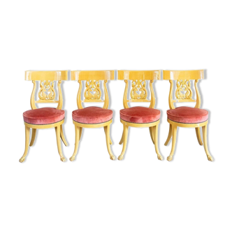 Set of 4 chairs, Italy, Gilded wood, Circa 1950