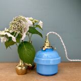 Vintage blue opaline globe pendant light