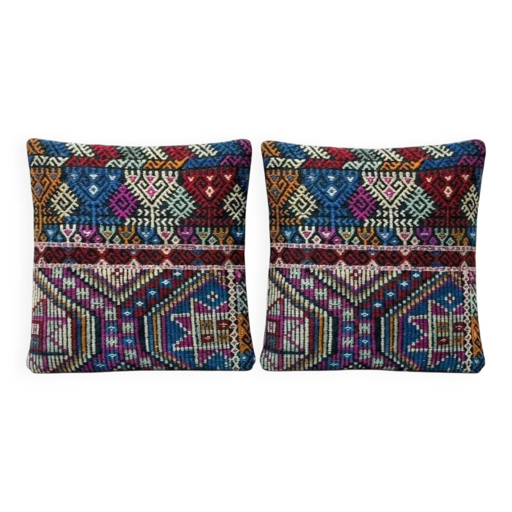 Set of 2 vintage kilim cushion covers 48x51 cm