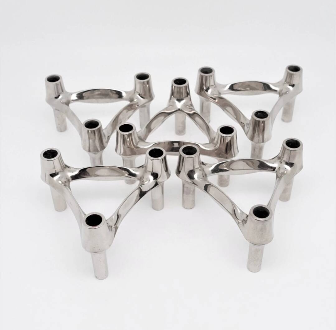 Lot 5 bougeoirs modulables BMF NAGEL 1970