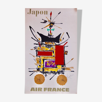 Affiche original Air France Japon par Georges Mathieu en 1967 - Petit Format - On linen