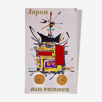 Original Air France Japon poster by Georges Mathieu in 1967 - Small Format - On linen