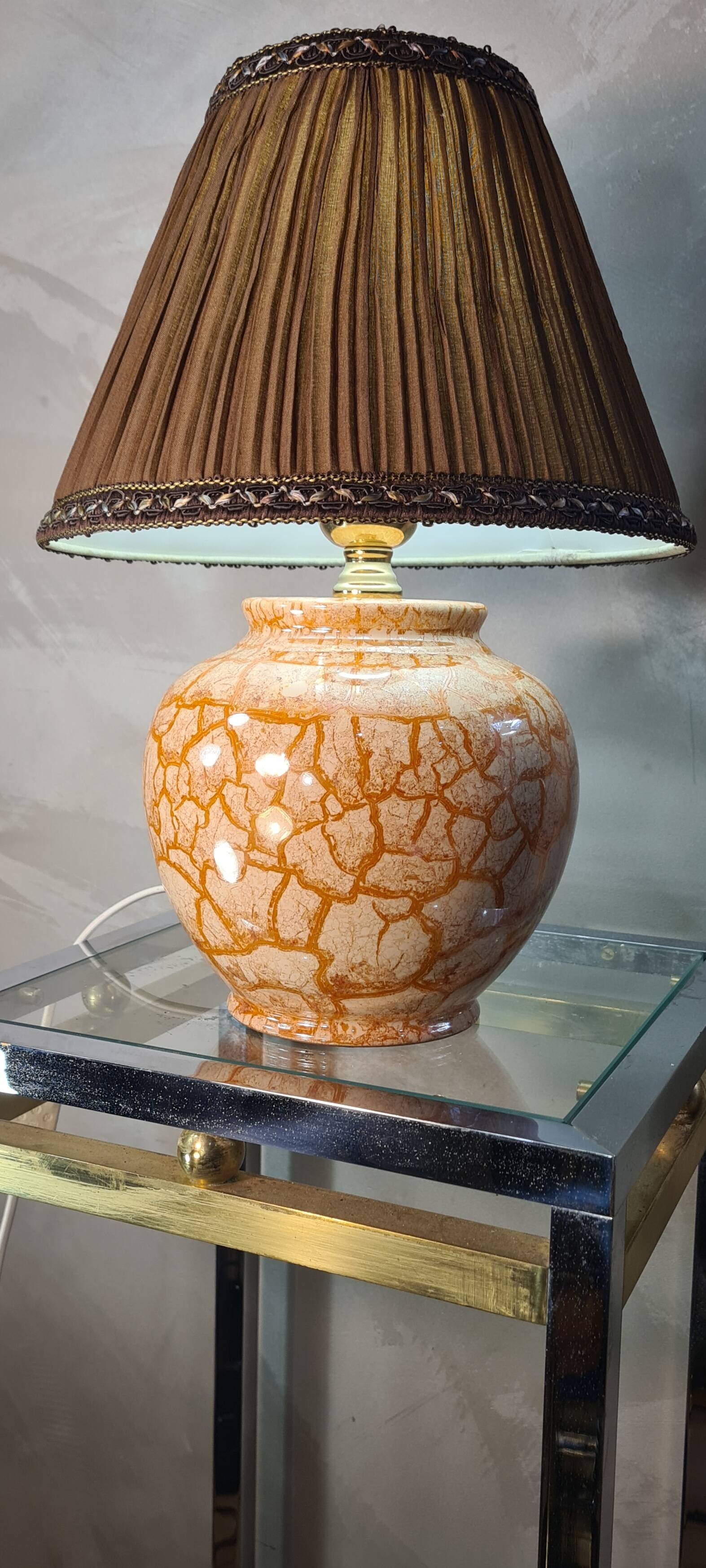 Crackle style ceramic lamp cream and varnished ocher 37x26