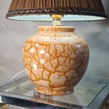 Crackle style ceramic lamp cream and varnished ocher 37x26