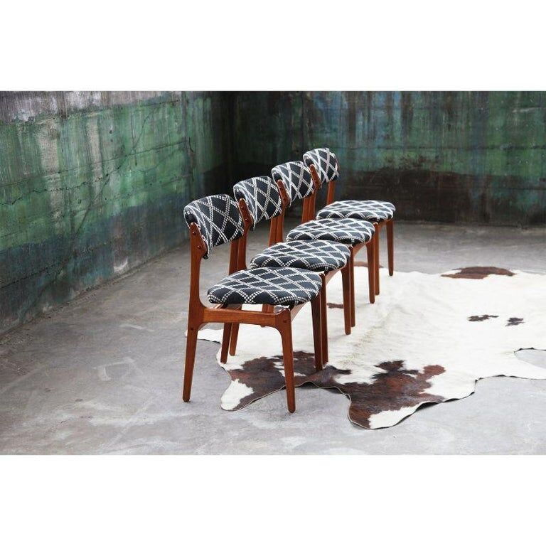 Ensemble de 4 chaises de salle à manger danoises Erik Buch