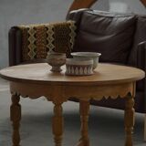 Mid-century Danish round side table in solid oak, Henning Kjærnulf, 1960s.