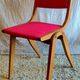 Solid wood chair with red fabric - 50's design