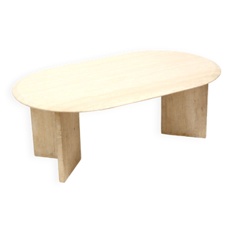 Oval travertine coffee table made in the 1970s