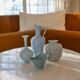 Mid-century modern set of 4 ceramic vases by Rörstrand, Gunnar Nylund, Sweden, 1950s.