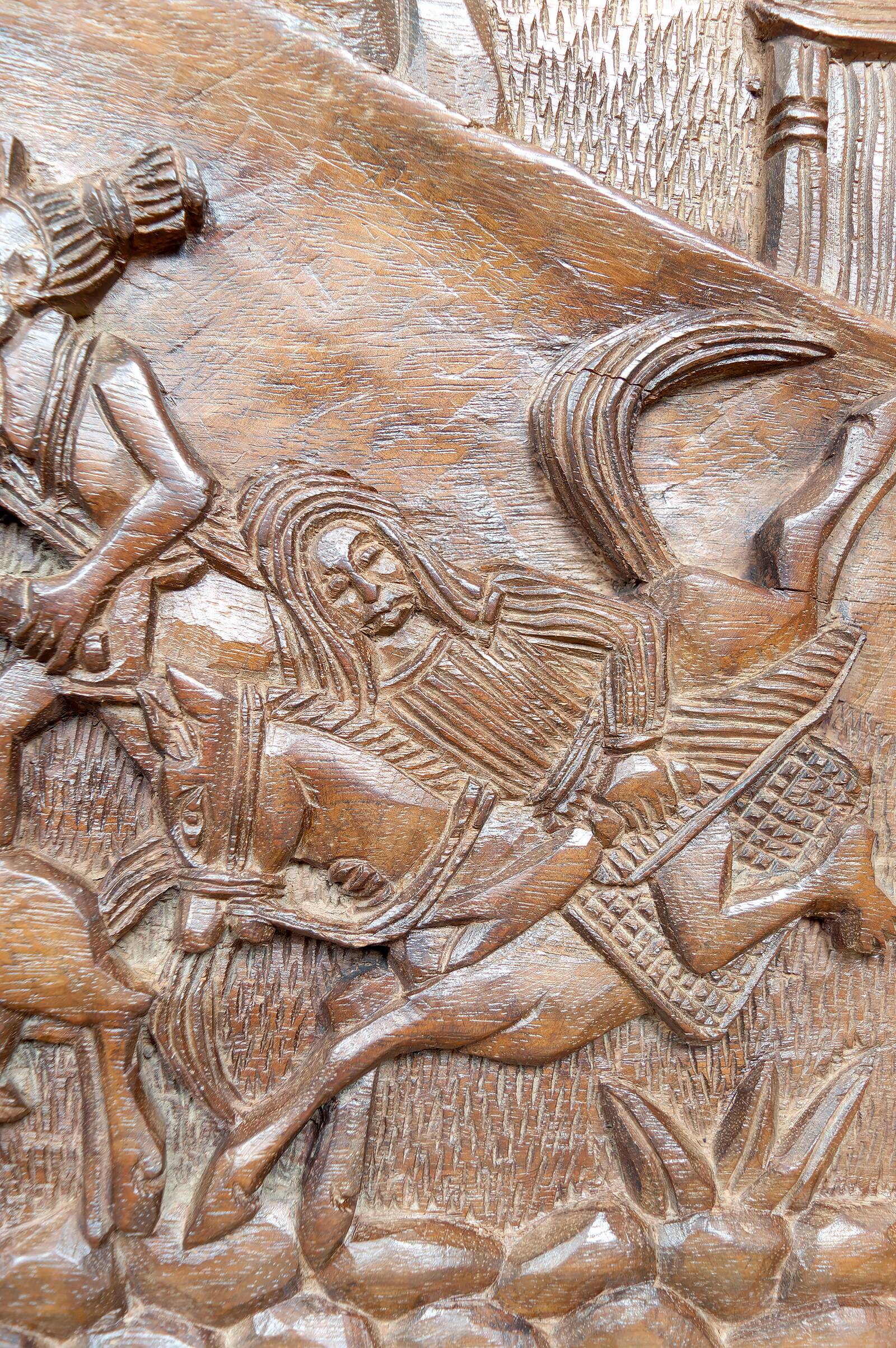 Important Monoxyle Panel, Bamoun Bas-Relief, Cameroon, Circa 1960