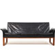 Danish Teak and Black Leather Sofa c.1960