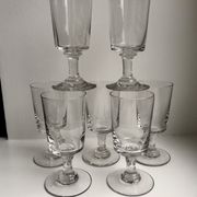set of 7 glasses with molded glass stems old early twentieth century