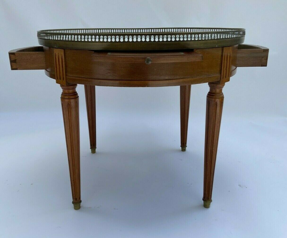 Table bouillote 1950 marble foot with louis xvi style gallery
