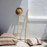 Handwoven rug - White with beige lines - recycled cotton - 170 x 240 cm