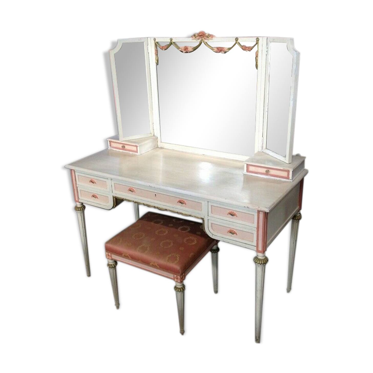 Old dressing table 1900 mirror 3 shutters