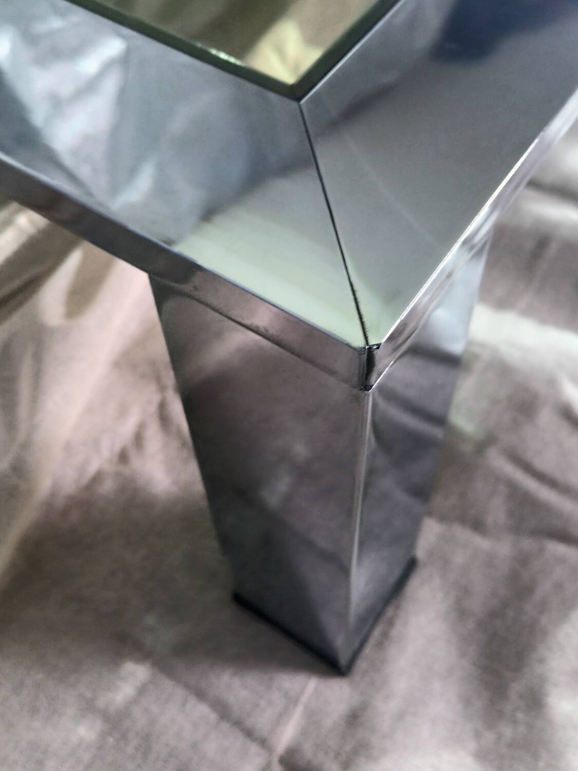 Thin chrome steel coffee table 70s