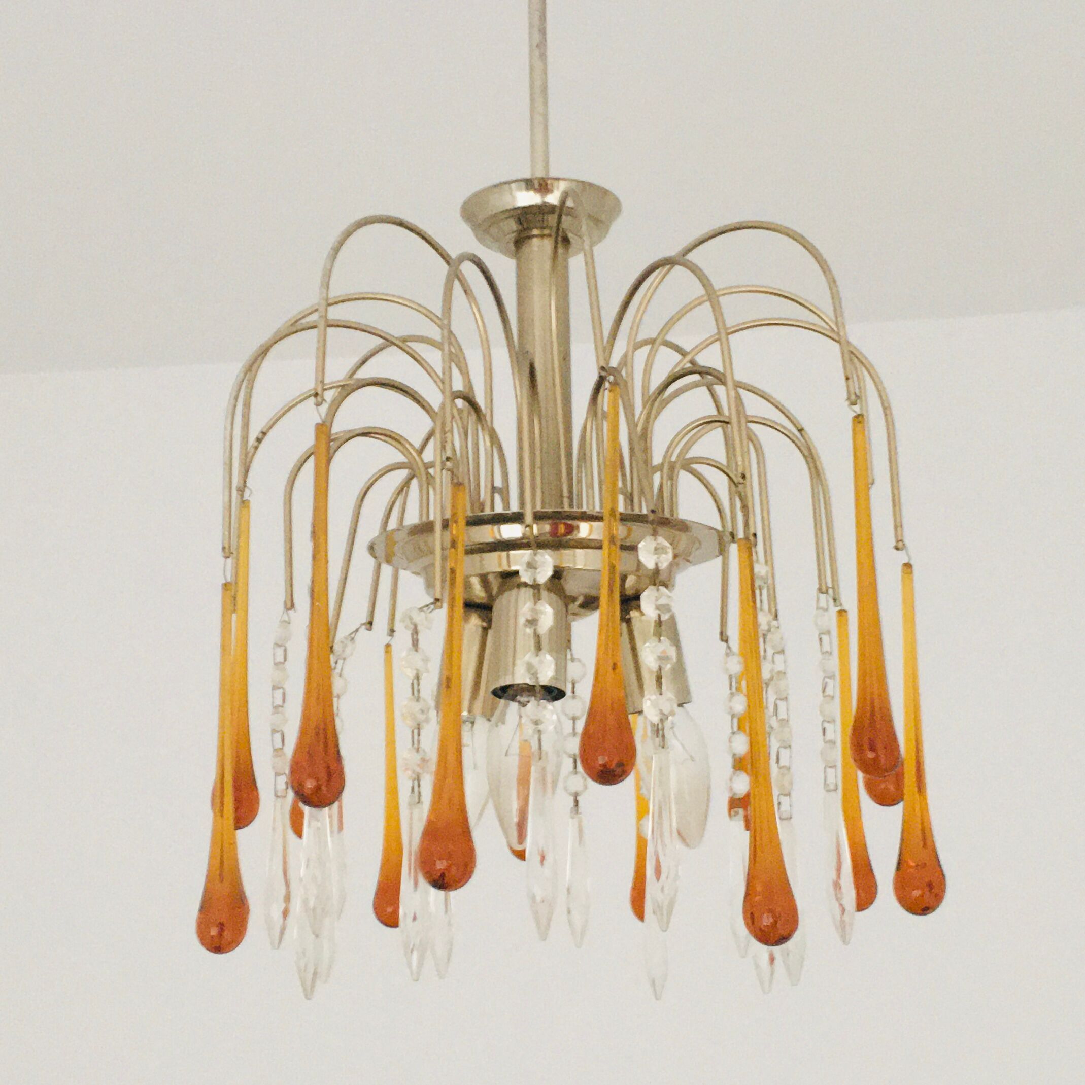 Lustre vintage en verre de Murano Teardrop Waterfall, années 1970 Selency