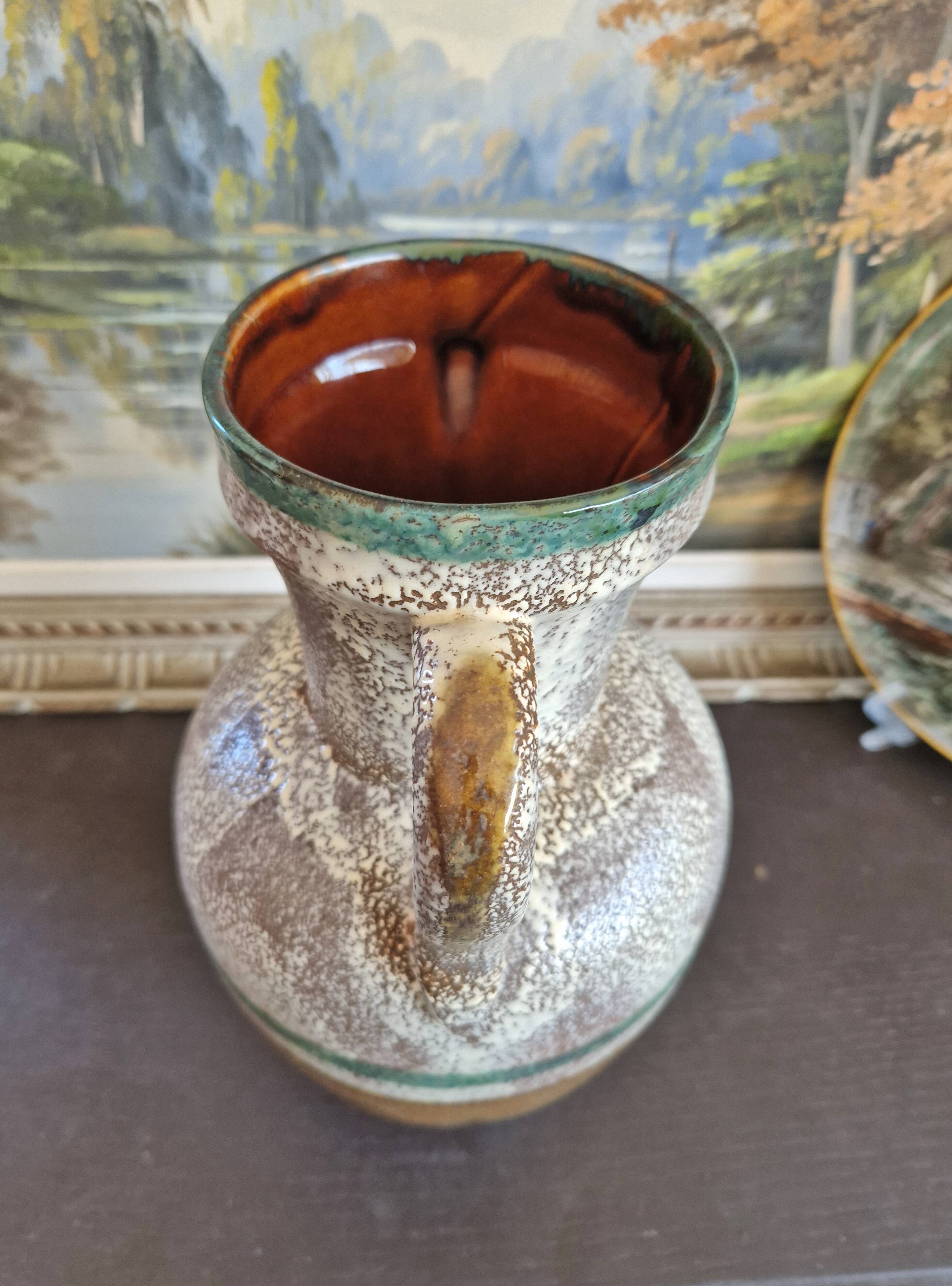 Large vintage vase St Clement France amphora shape fat lava