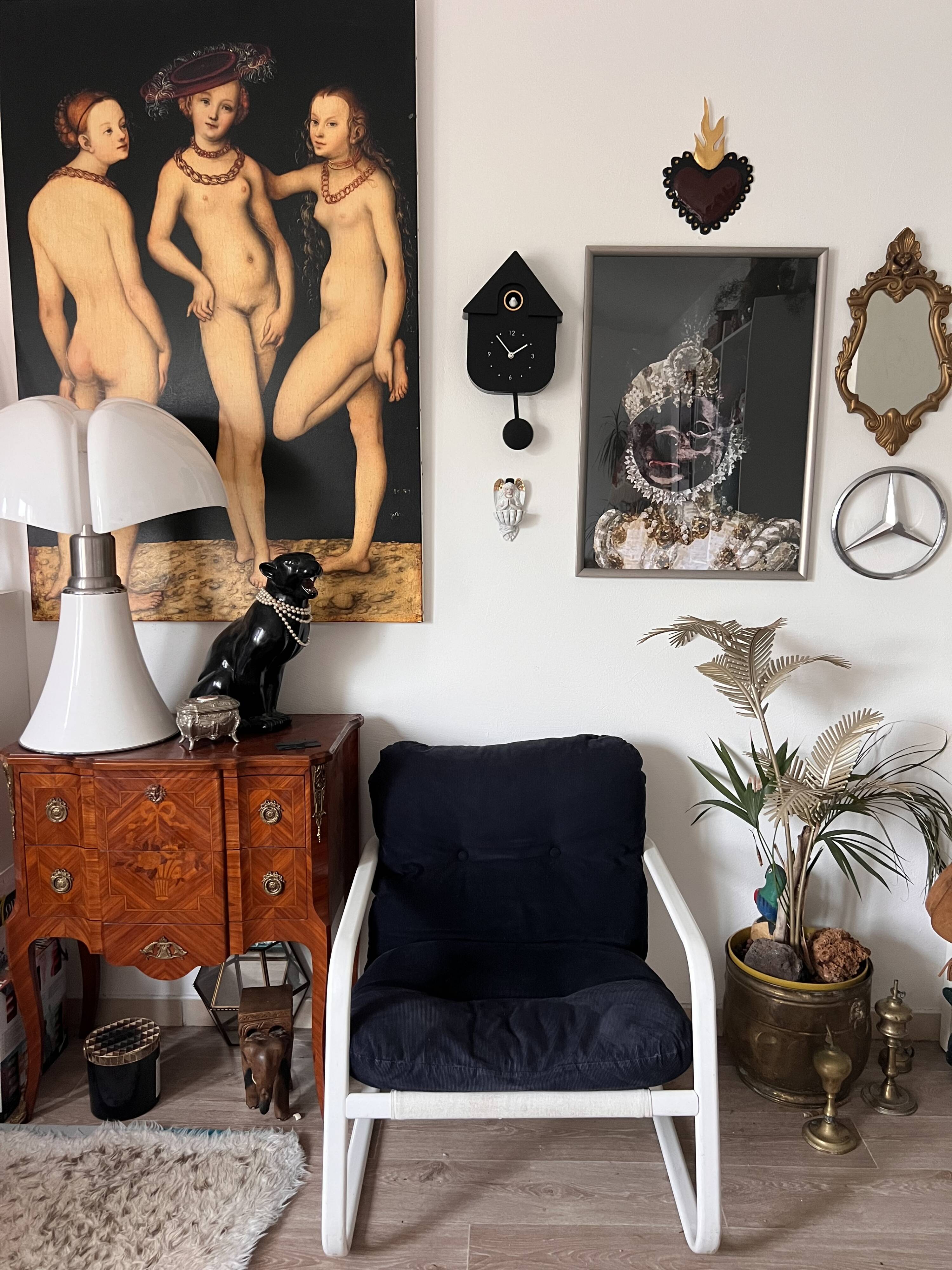 Fauteuil IKEA vintage velours et tube