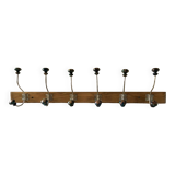 Wooden coat hook with 6 double hooks