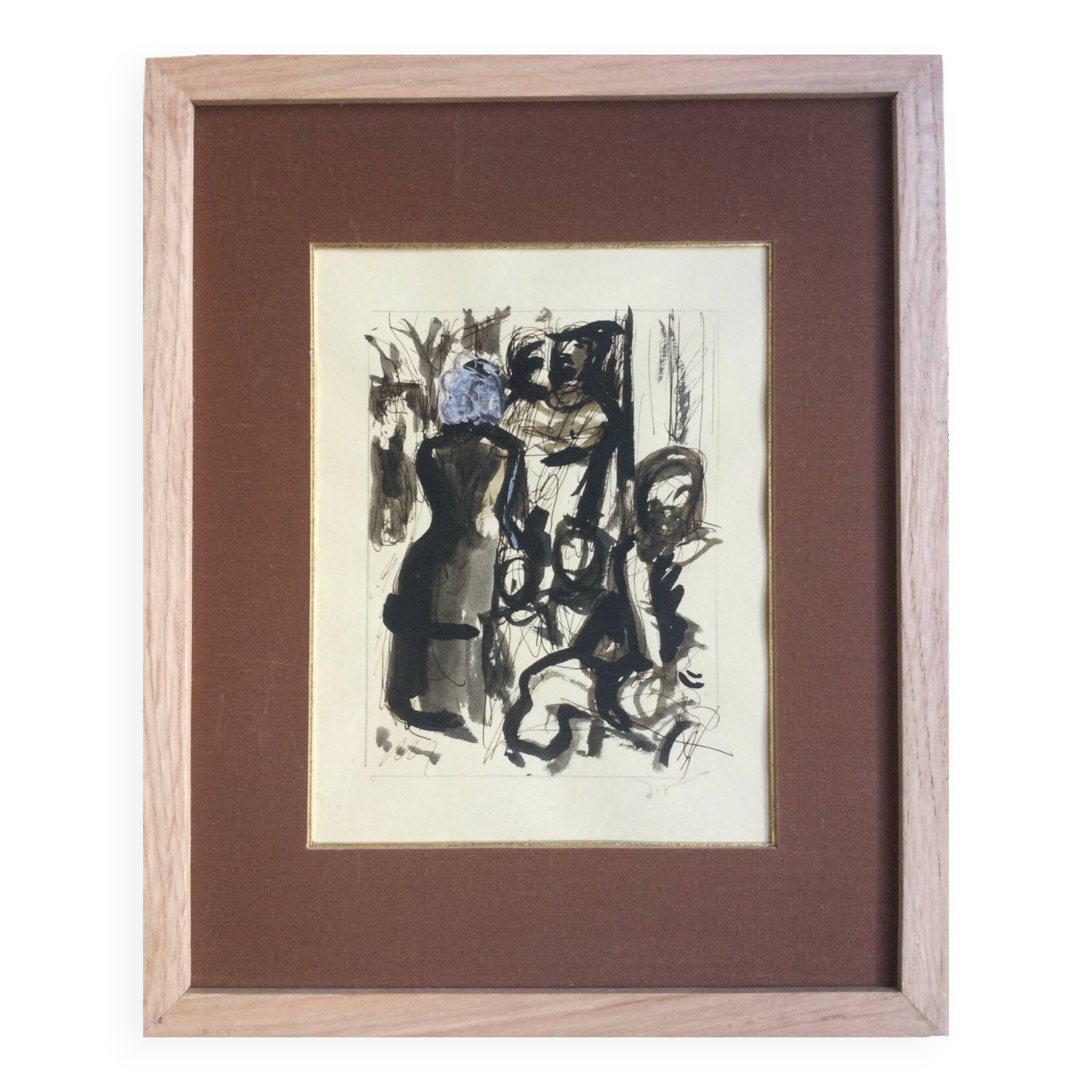 Illustration of Boule de Suif, gouache and ink by André DIGNEMONT.