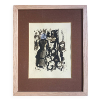 Illustration of Boule de Suif, gouache and ink by André DIGNEMONT.