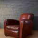 French, leather club chair, cuban lounge model circa 1940's