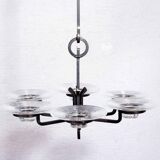 Chandelier art deco en fer et verre par erik höglund