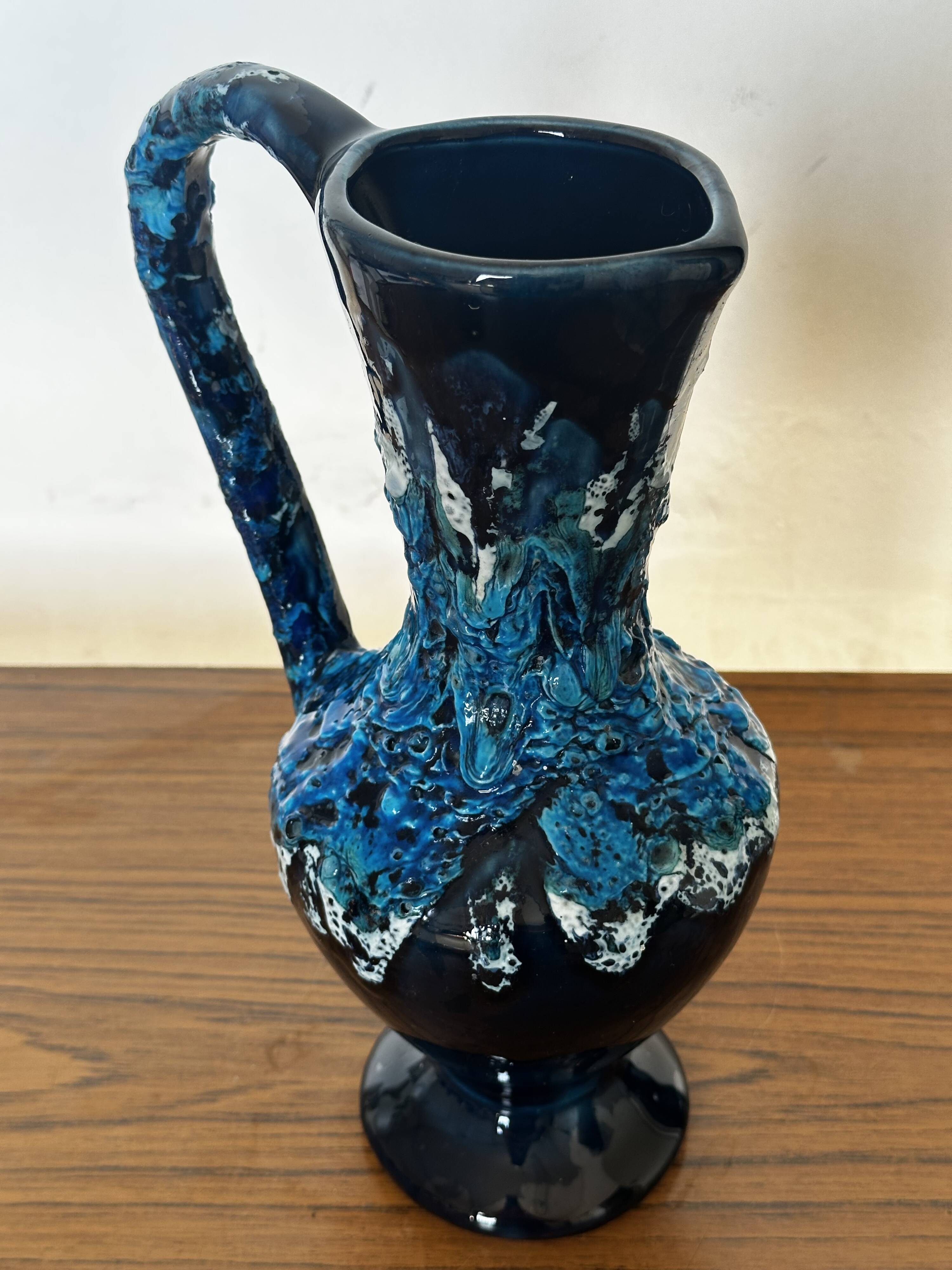 Fat Lava Ceramic Soliflore Vase Vallauris Blue H 31 cm