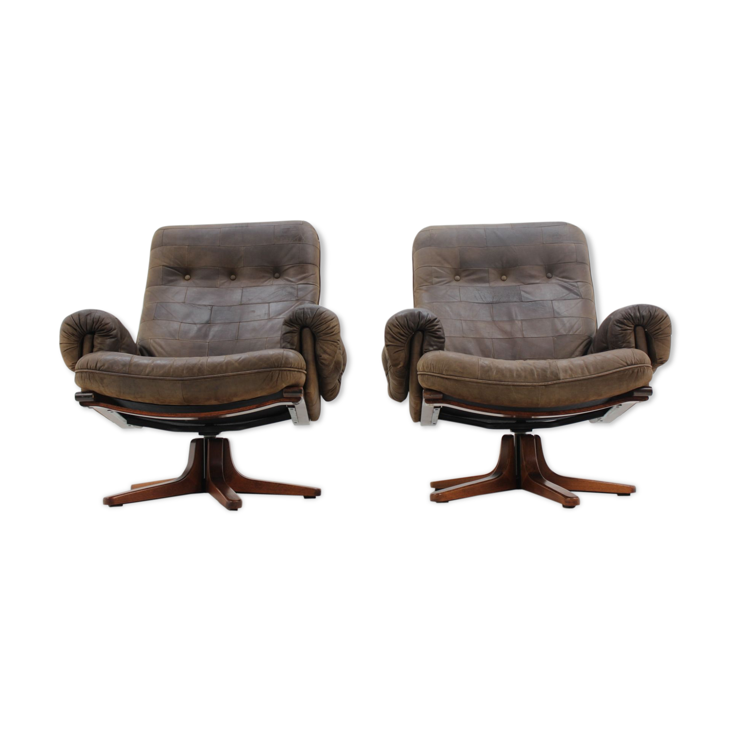 Scandinavian armchairs leather 1970 s