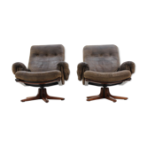 Fauteuils scandinaves en cuir 1970s