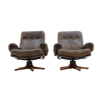 Scandinavian armchairs leather 1970 s