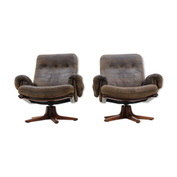 Scandinavian armchairs leather 1970 s
