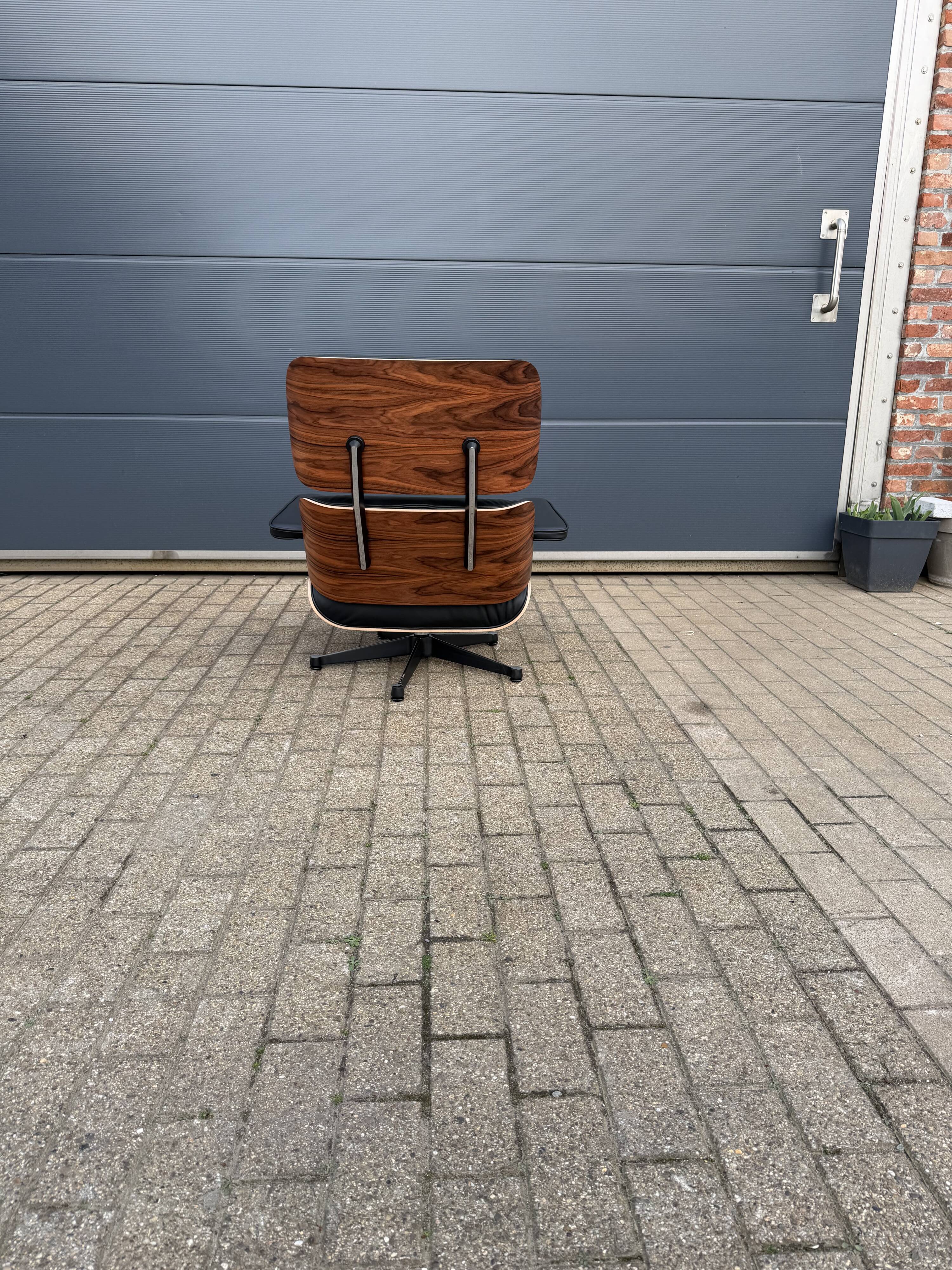 Vitra Eames Lounge Chair XL + Ottoman, Black leather & Santos Rosewood